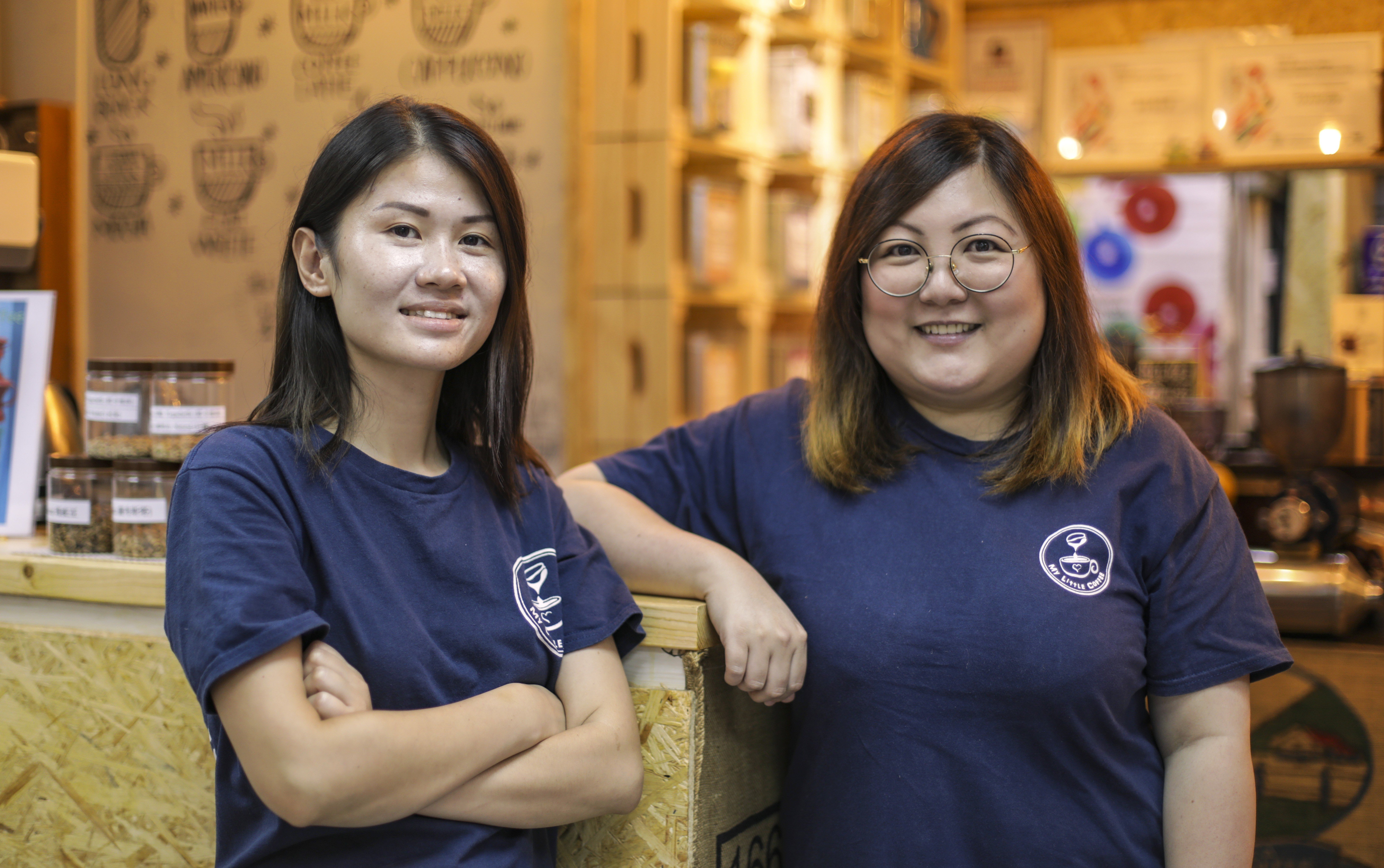 Joanna Hu (left), and My Little Coffee founder Gigi Tsang at the Wan Chai store. Photo: Tory Ho