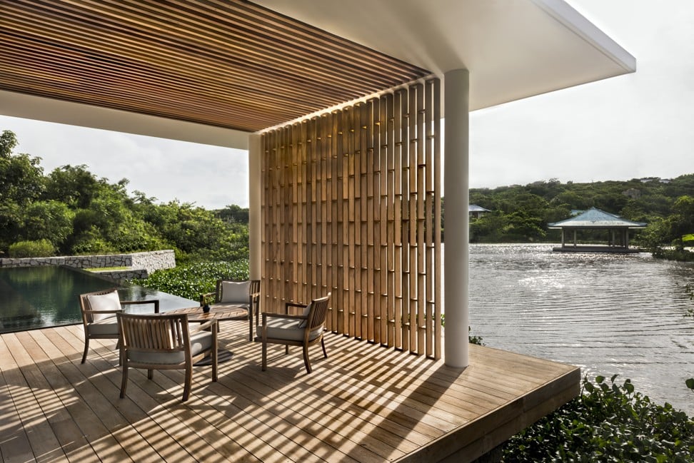 Spa facilities at the Amanoi Resort are set on the edge of a lotus-filled lake.