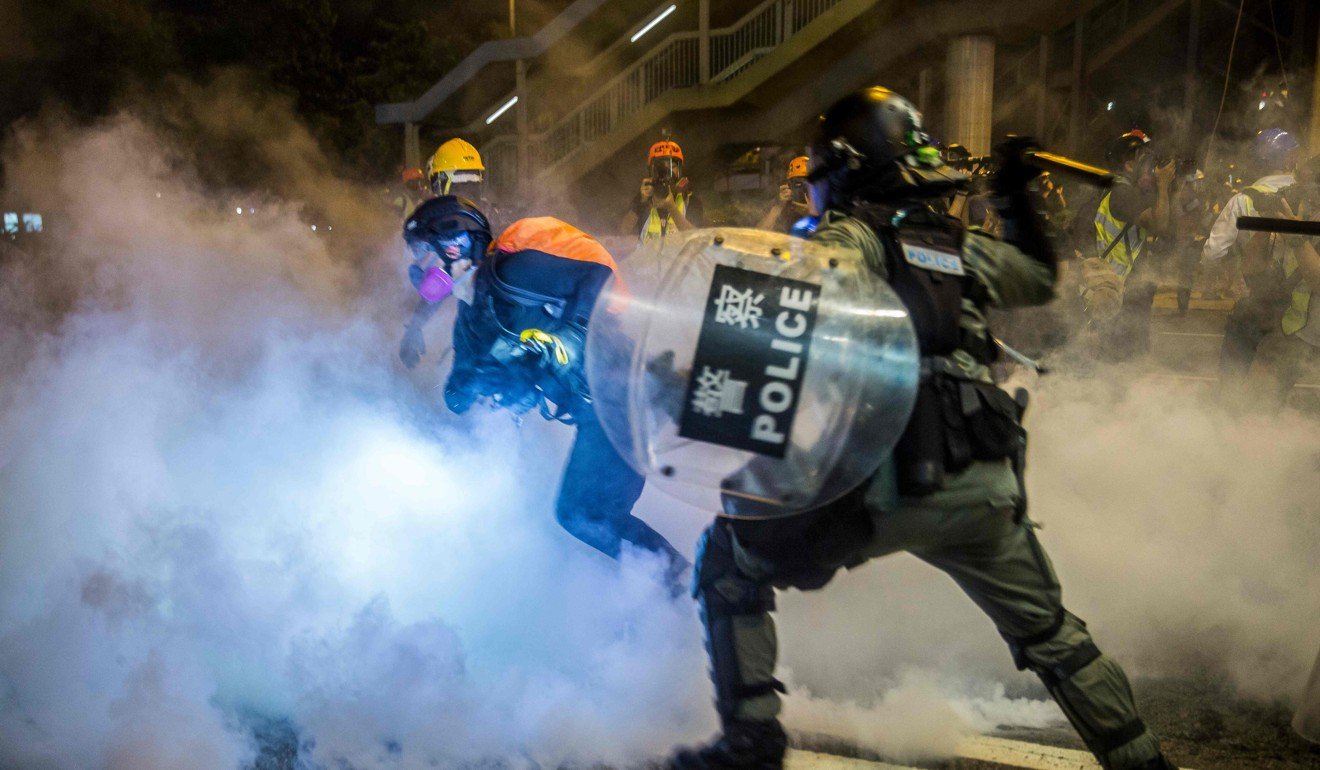 Police battle with protesters in Causeway Bay over the weekend. Photo: AFP