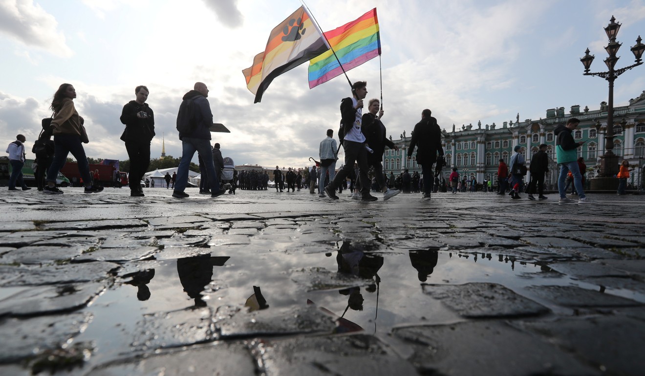 An LGBT rally held in central Saint Petersburg on Saturday. Photo: Reuters