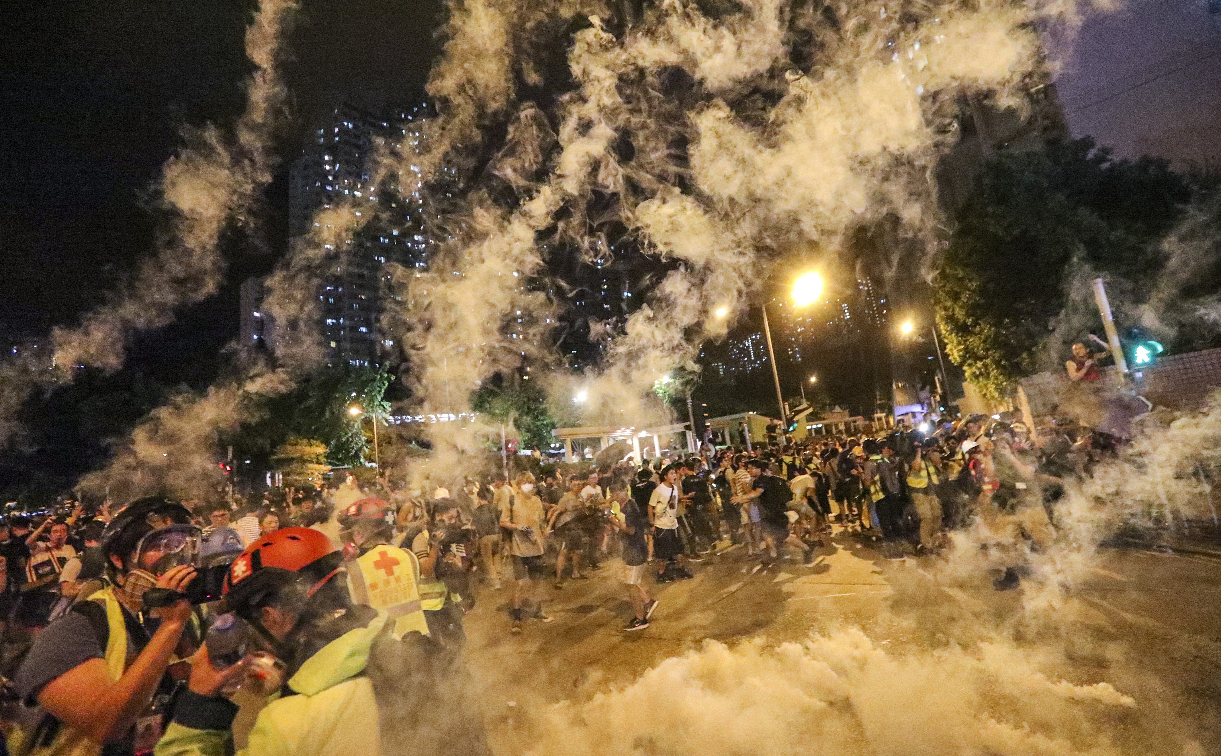 Residents accused police of bringing conflict to their backyard after tear gas was used to disperse protesters in Wong Tai Sin on Saturday. Photo: Felix Wong