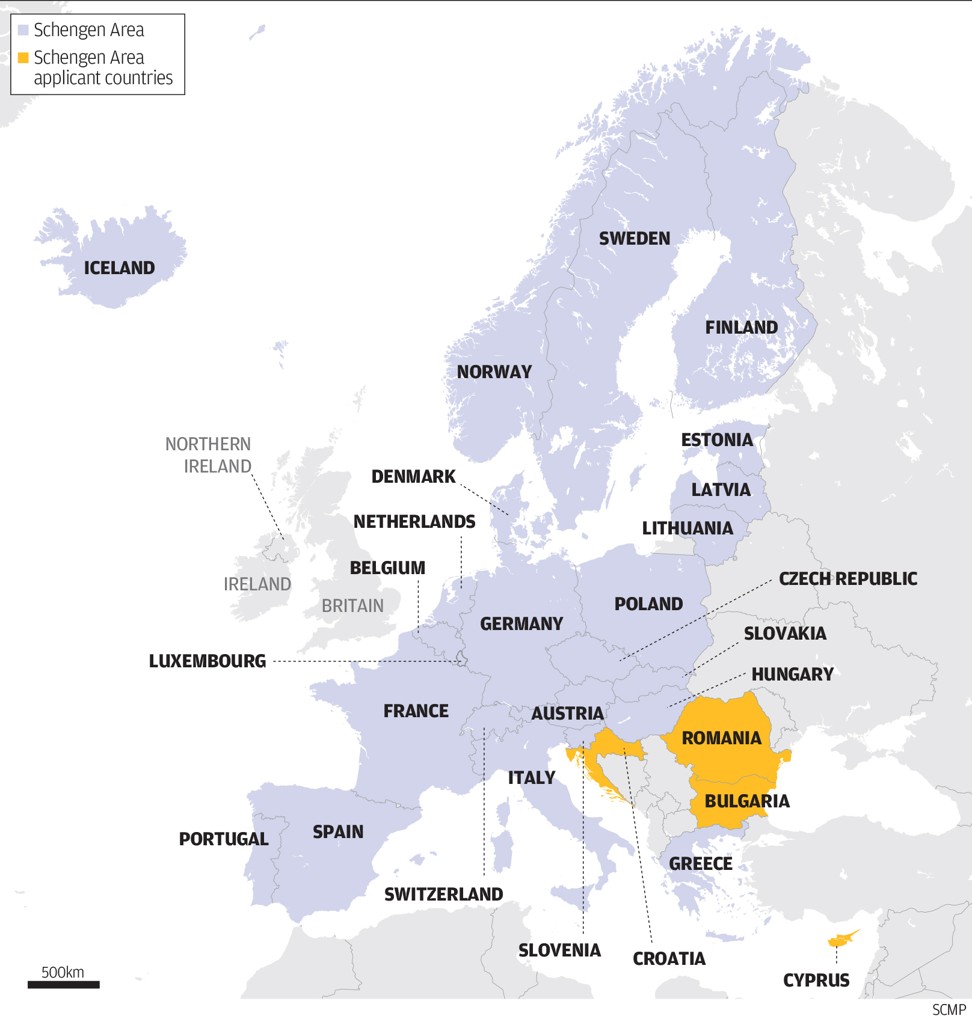 Switzerland is not part of the EU but it is a member of the EU’s Schengen Area, within which passport controls are abolished at mutual borders.