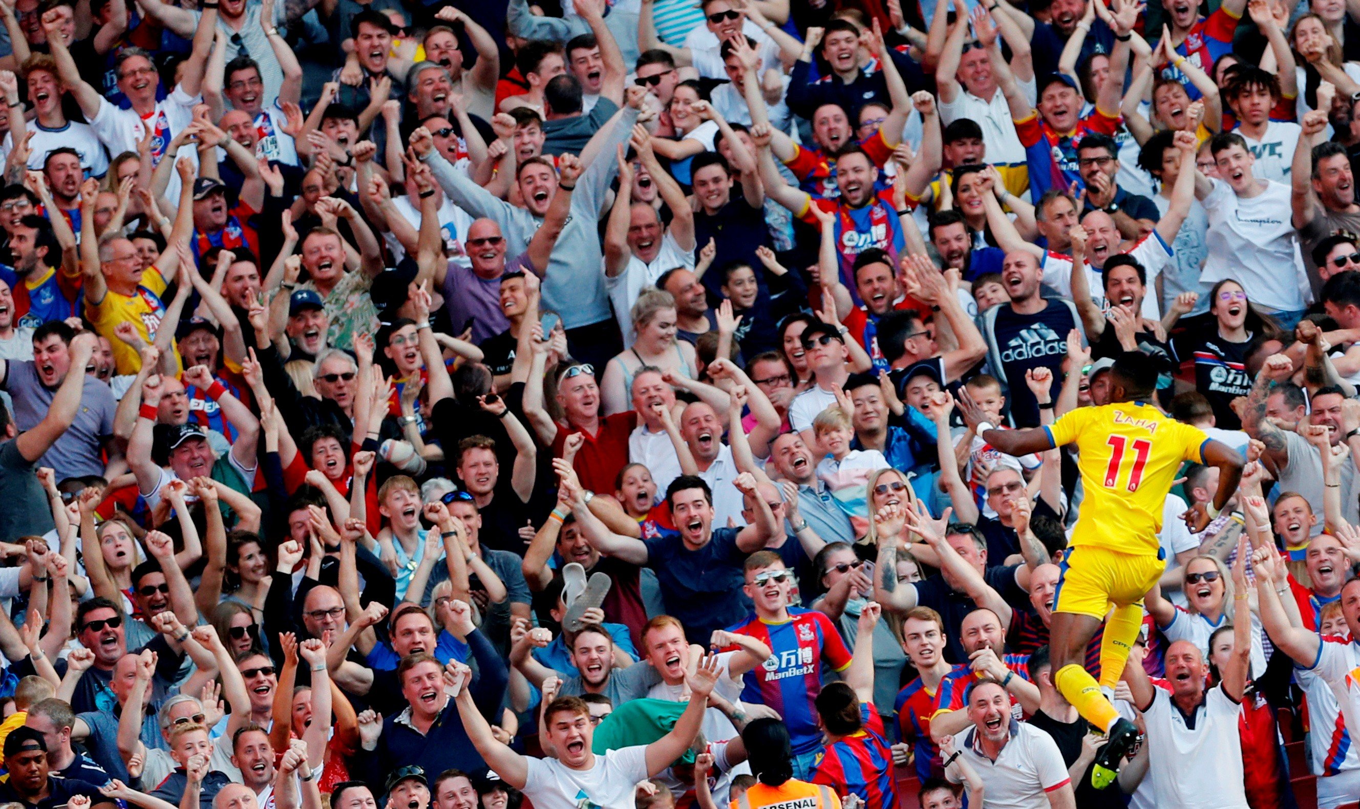 Crystal Palace's Wilfried Zaha celebrates scoring against Arsenal. Photo: Reuters