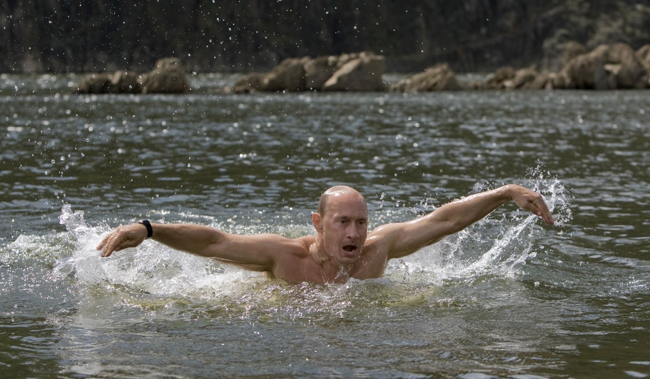 Vladimir Putin, then prime minister in 2009, swims butterfly in southern Siberia. Photo: AFP