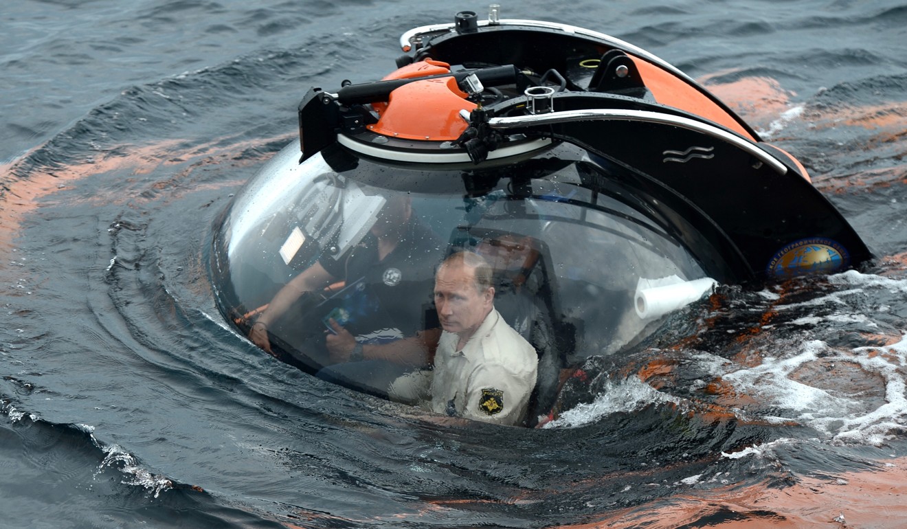 Russian President Vladimir Putin inside a submersible in the Black Sea. File photo: AP