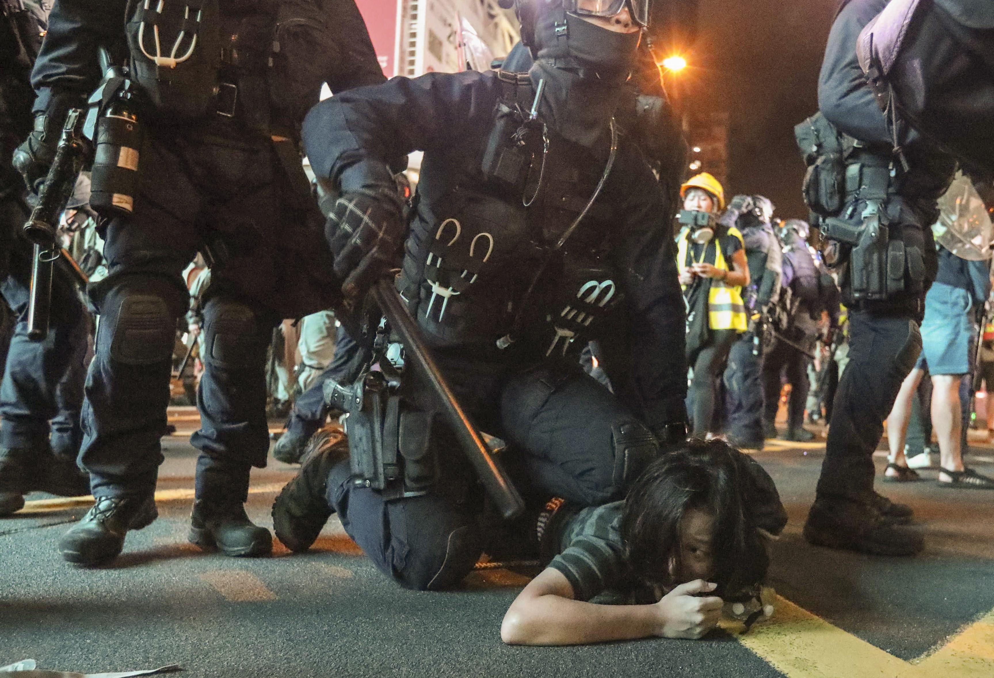 The Police Special Tactical Squad takes down an anti-extradition bill protester in Mong Kok on August 3. Could Hong Kong cope with a mass disaster? Photo: Felix Wong