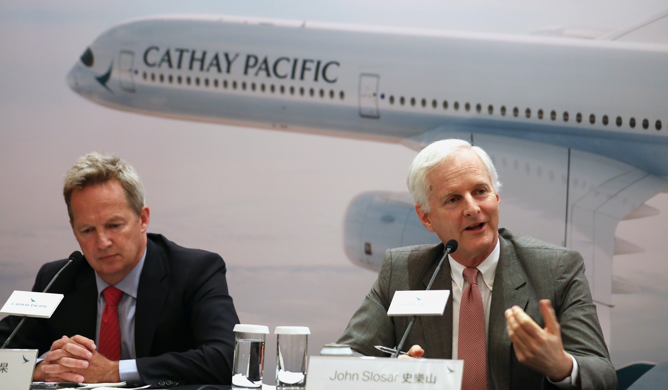 Cathay Pacific chairman John Slosar said the drop on the same period last year was not yet wholly a cause for concern – and he was still expecting a recovery. Photo: Xiaomei Chen