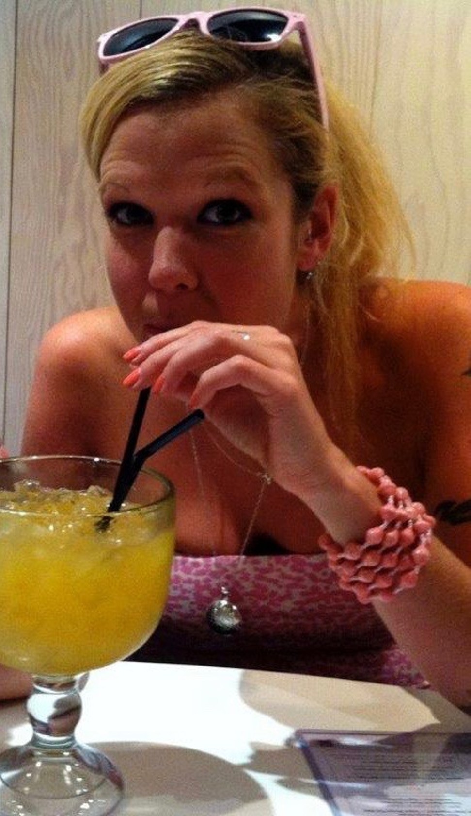Coulcher enjoys a cocktail during her drinking days.