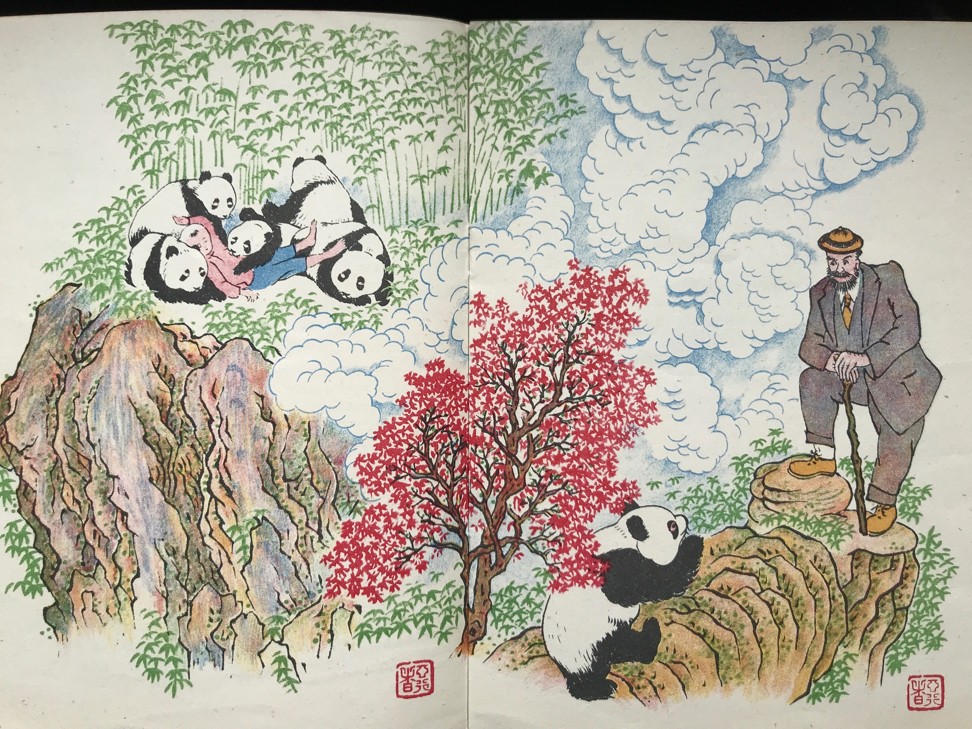 An illustration from Chin-pao and the Giant Pandas.