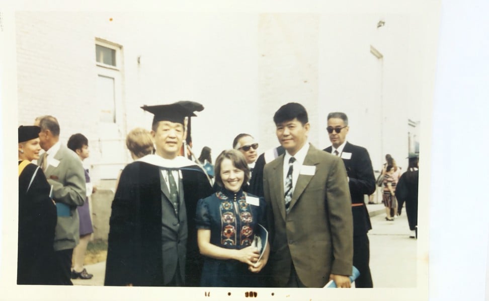 Chiang (left) with daughter-in-law Barbara Chiang and son Chiang Chien-fei, in 1971.