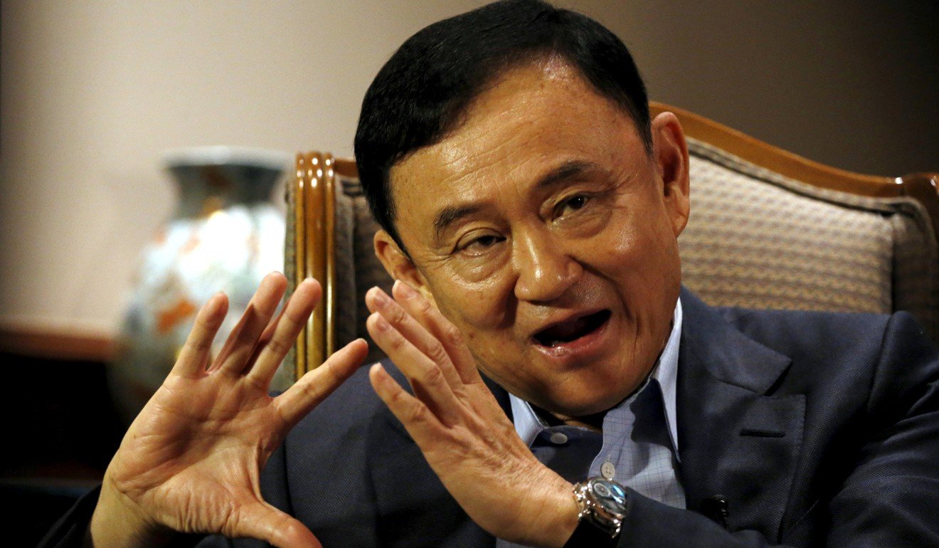 Former Thai prime minister Thaksin Shinawatra speaks during an interview in Singapore in February 2016. Photo: Reuters