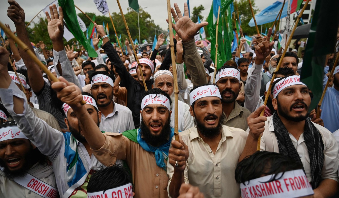Protesters in Pakistan march against India’s decision to strip Kashmir of its autonomy. Photo: AFP