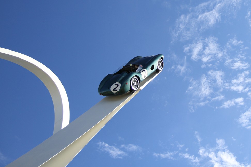 Part of the sculpture which commemorates the 70th anniversary of Aston Martin’s first race at the annual Goodwood Festival of Speed in England.