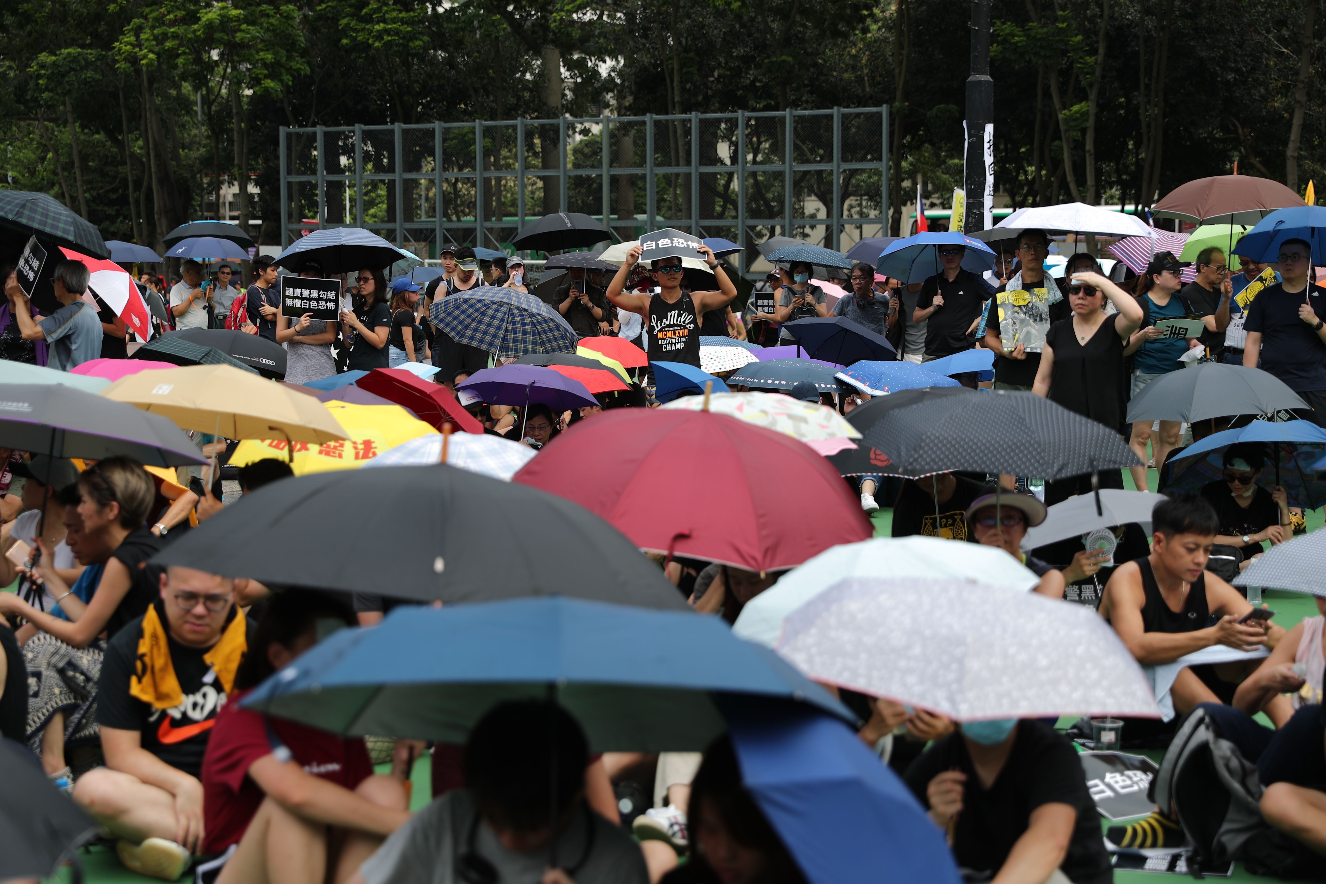 The scene at Victoria Park in Causeway Bay, where an approved rally is under way. Photo: Sam Tsang
