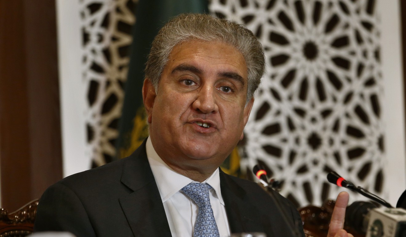Pakistan's Foreign Minister Shah Mahmood Qureshi gestures during a press conference in Islamabad. Photo: AP Photo