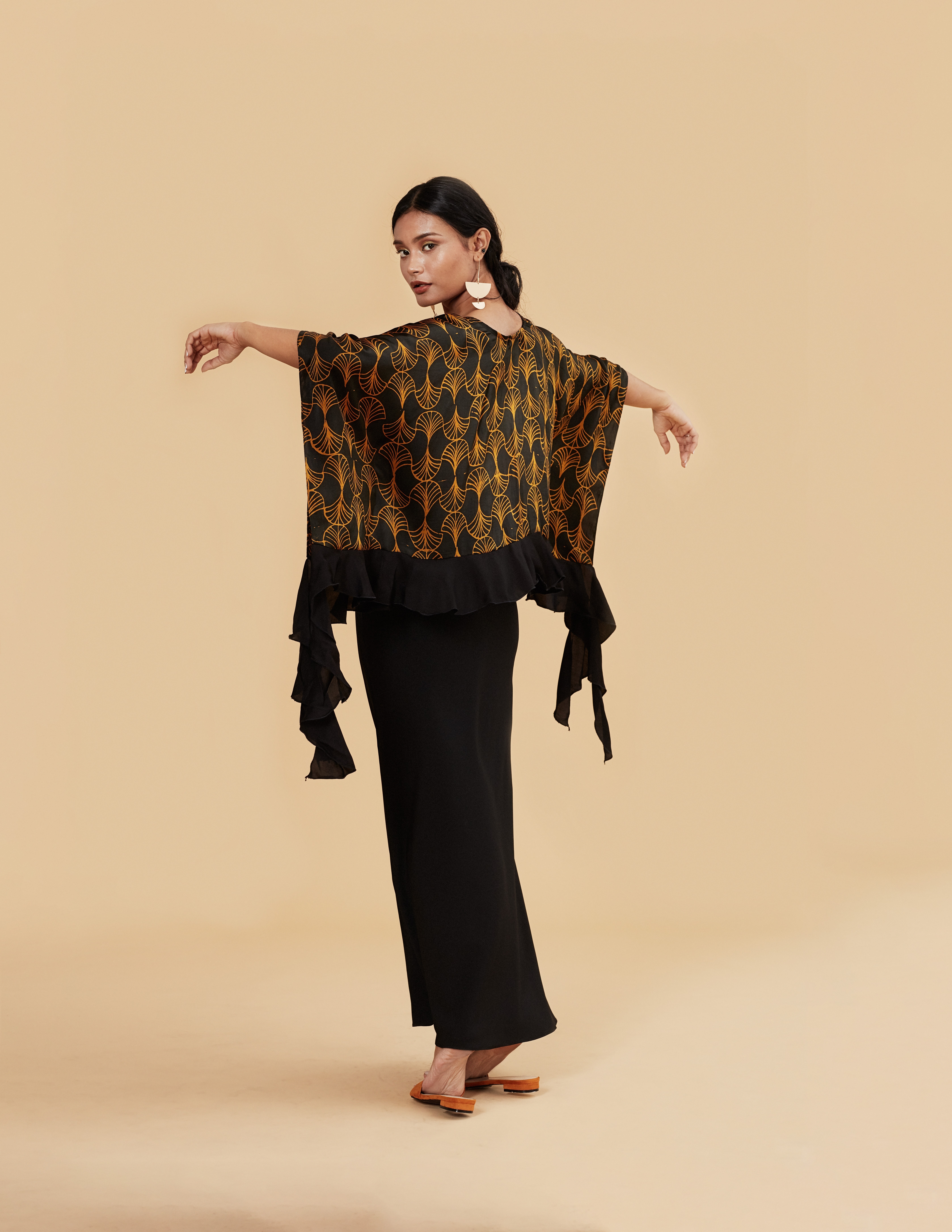 A women's look from Fern, made using batik techniques.