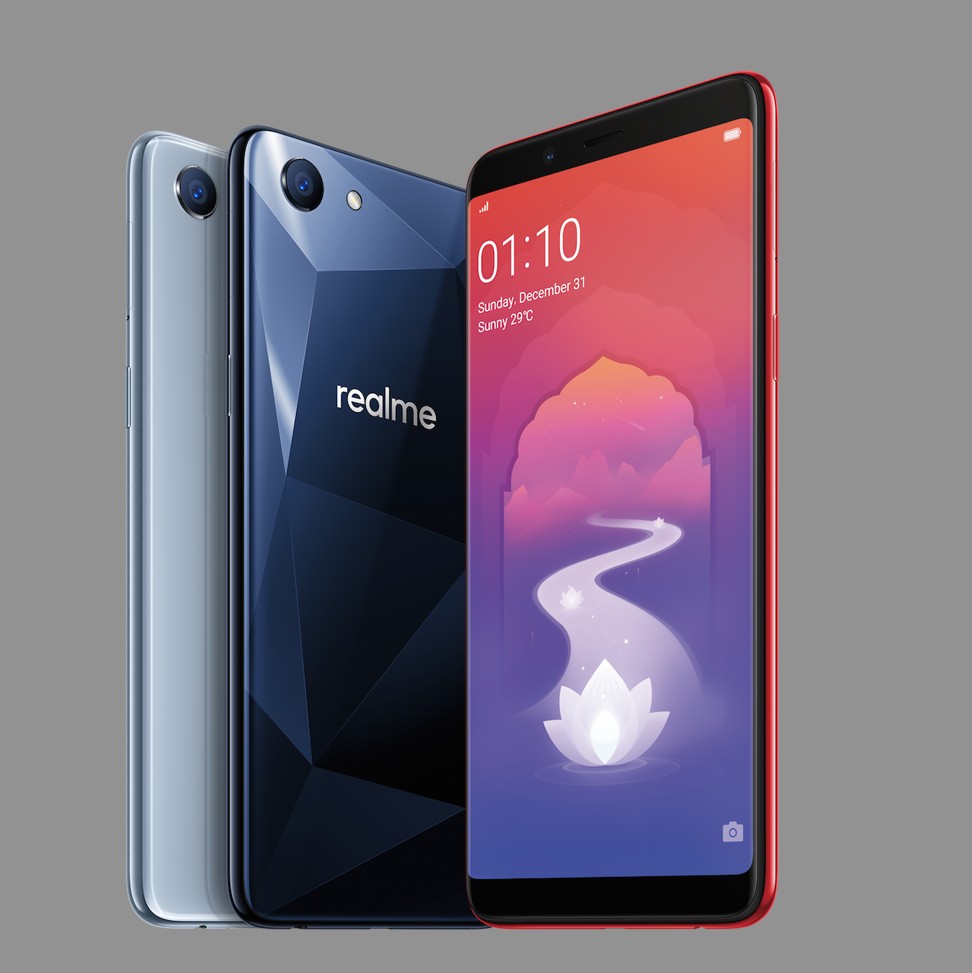 A Realme smartphone. Originally an Oppo sub-brand, Realme is now an independent Chinese smartphone maker based in Shenzhen.