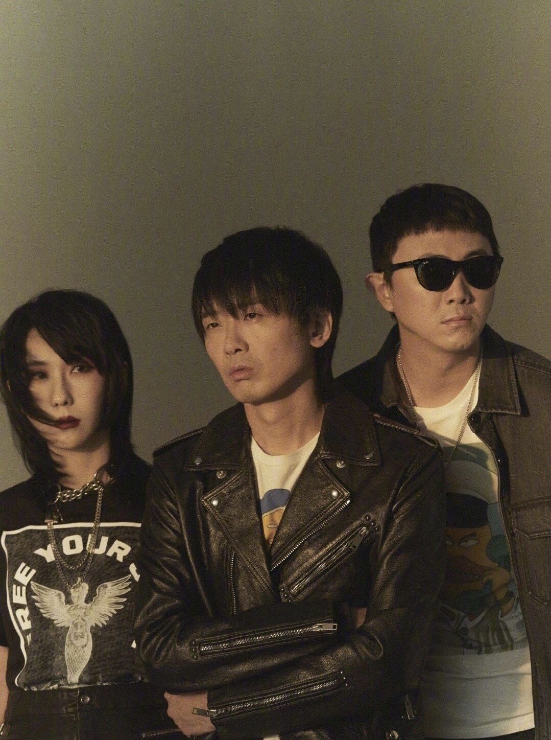 Members of Chinese indie band: lead singer Peng Lei (centre) with Kelsey Zhao Meng (bass player, left) and keyboard player Pang Kuan