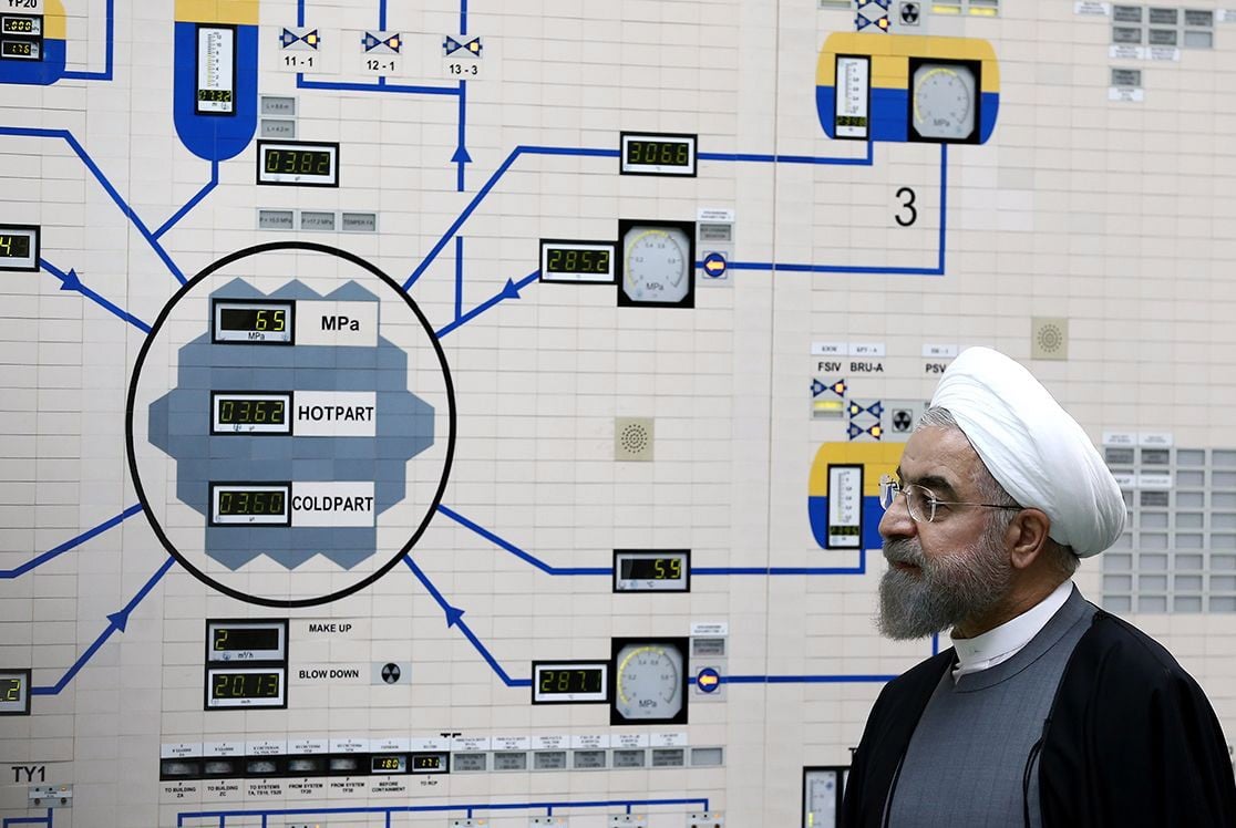 Iranian President Hassan Rowhani visits the Bushehr nuclear power plant in southern Iran. Photo: EPA