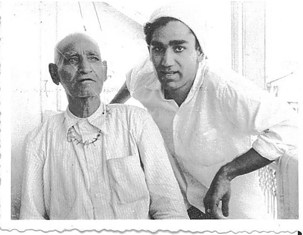 Wadhwani with his father, Manghanmal Wadhwani in 1959.