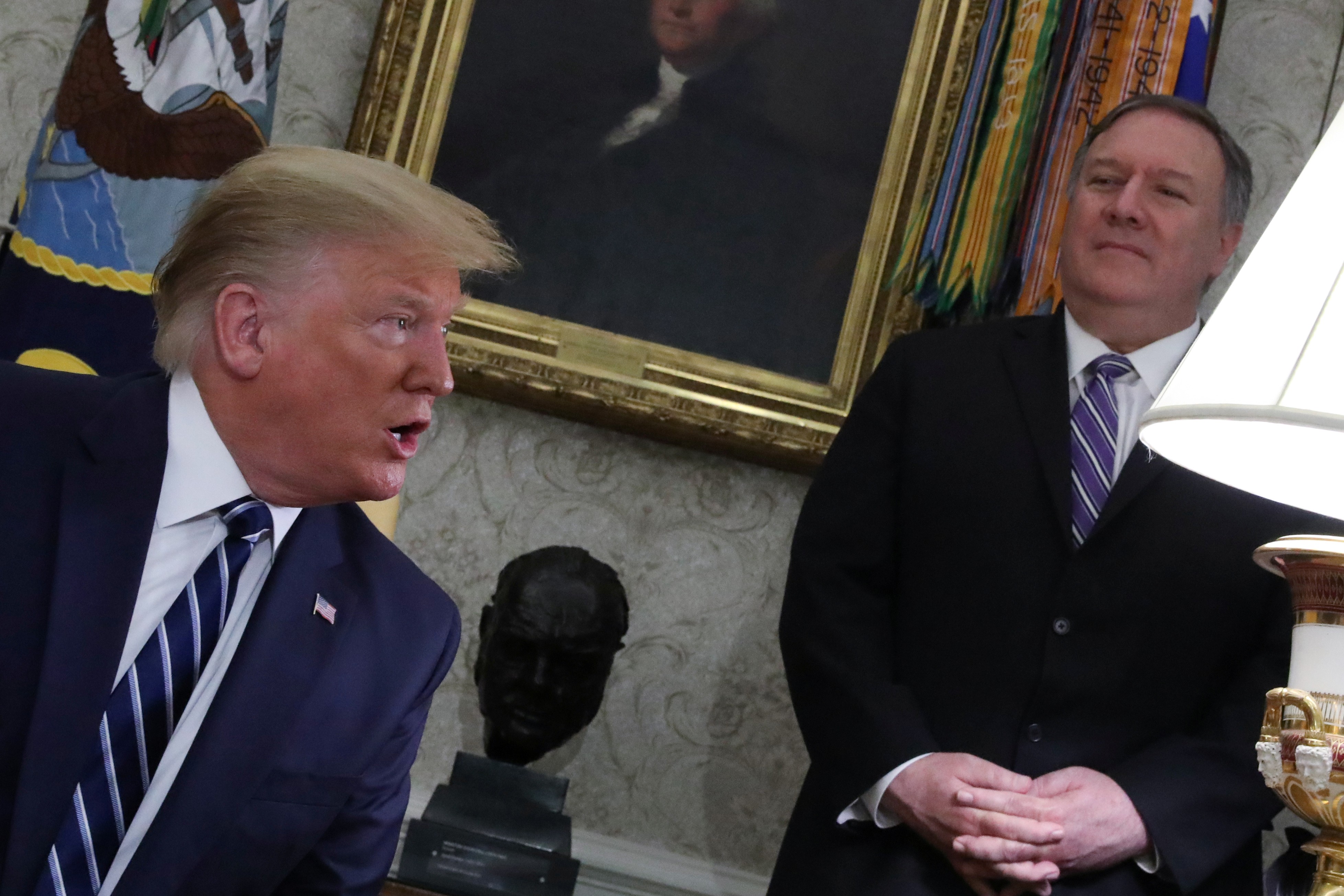 US President Donald Trump and Secretary of State Mike Pompeo in the Oval Office. Photo: Reuters
