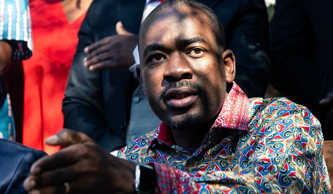 Zimbabwe’s main opposition party leader, Nelson Chamisa, speaks during a press conference in Harare on Friday. Photo: AFP