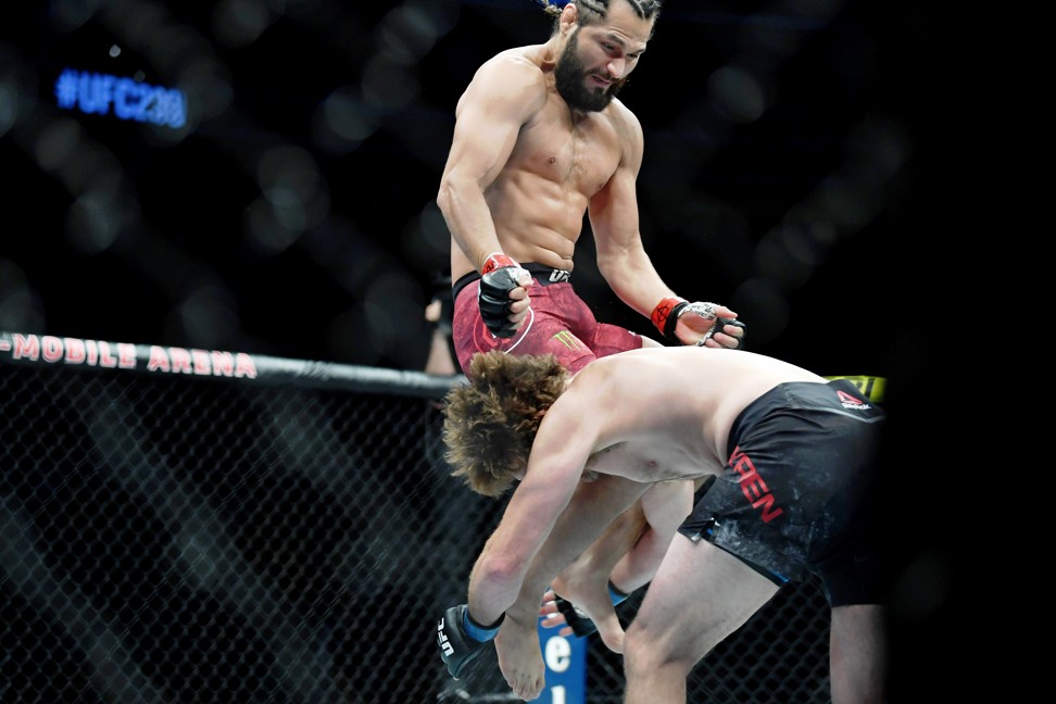 Jorge Masvidal knocks out Ben Askren with a flying knee. Photo: USA TODAY Sports