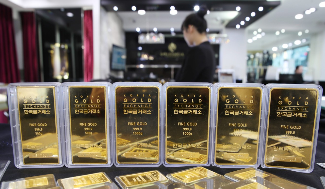 Gold bars at the Korea Gold Exchange in Seoul. Washington designated South Korea a currency manipulator in 1988. Photo: EPA