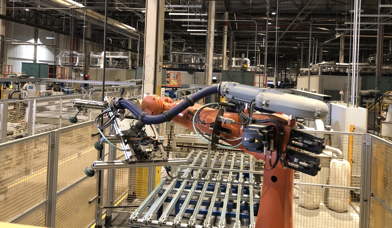 A production line inside Fuyao’s factory in Moraine, Ohio. Photo: Xinhua