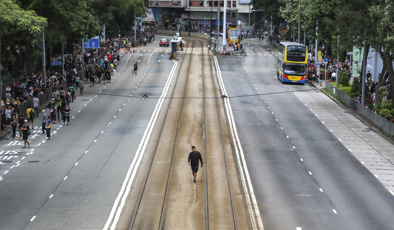 Sunday’s protests led to road closures on Hong Kong Island. Photo: Felix Wong