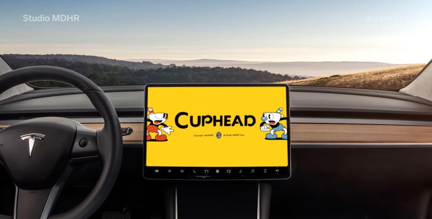 American electric carmaker Tesla first introduced computer games in its electric vehicles, including Missile Command, Asteroids and Lunar Lander, last August. Photo: Business Insider/YouTube