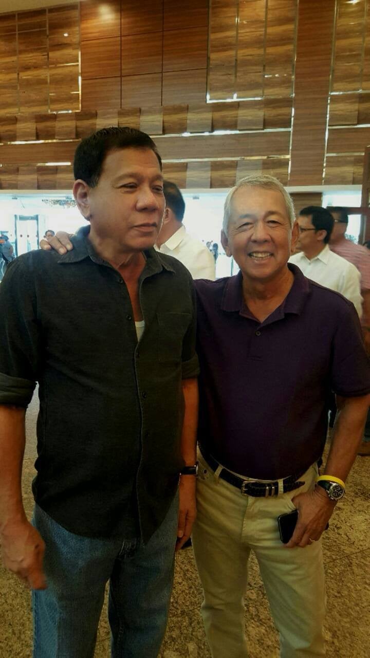 Perfecto Yasay pictured in 2015 with his old college roommate Rodrigo Duterte. Photo: Facebook