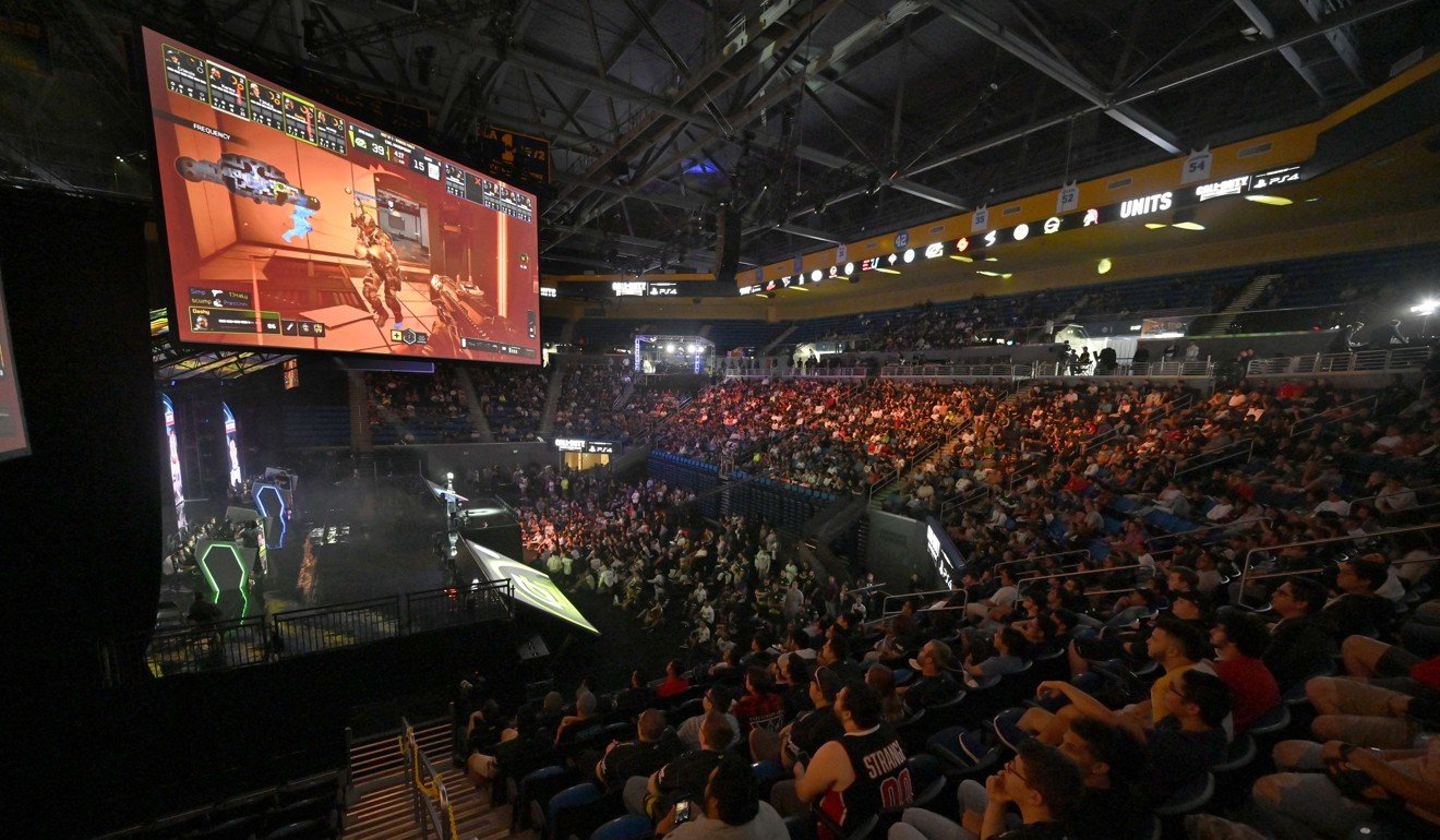LOS ANGELES, CA - AUGUST 18: View of the stadium while Optic Gaming played eUnited during the Call of Duty World League Championship 2019 at Pauley Pavilion on August 16, 2019 in Los Angeles, California. John McCoy/Getty Images/AFP == FOR NEWSPAPERS, INTERNET, TELCOS & TELEVISION USE ONLY ==