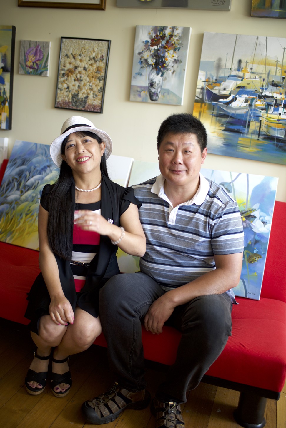 Qing and her husband Donald Yue Dong in her studio in Tasmania. Photo: Tamara Thiessen