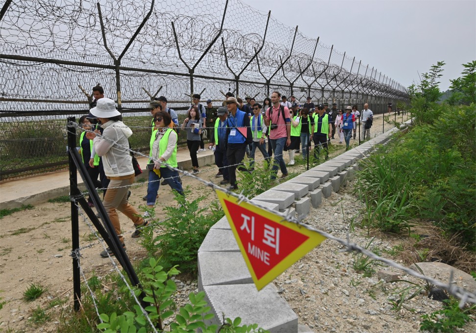 Hikers on the DMZ Peace Trail in Goseong. Photo: AFP