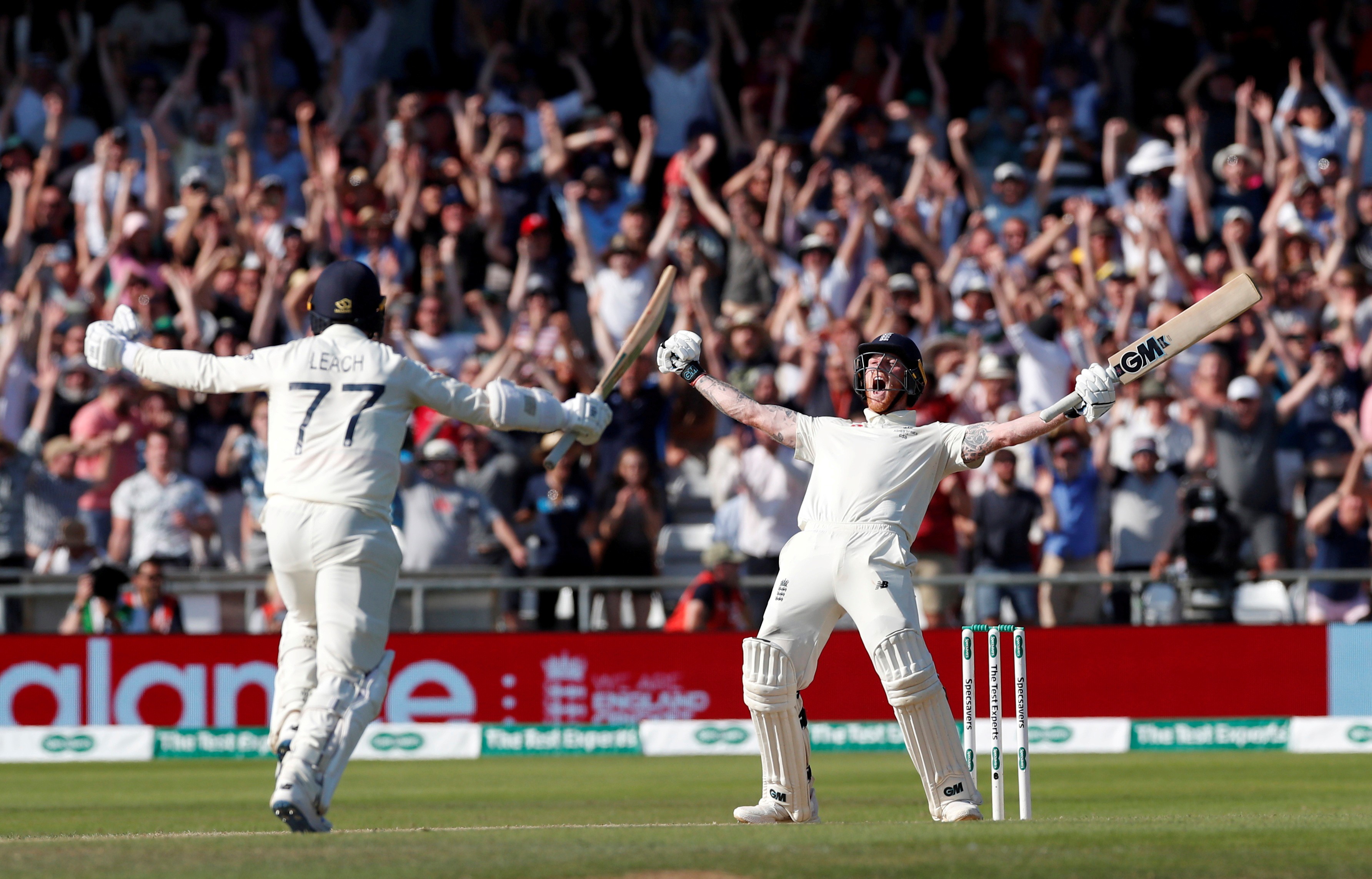 England’s Ben Stokes lets out a roar as he seal the third test for England. Photo: Reuters