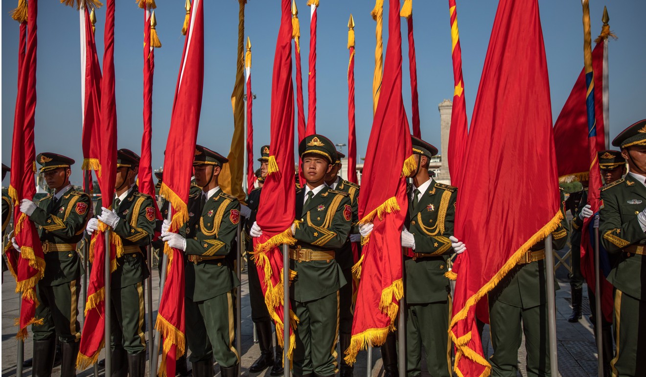 Chinese soldiers outside the Great Hall of the People in Beijing. Photo: EPA-EFE