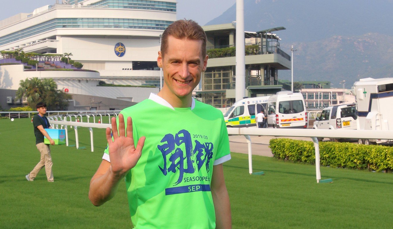 Blake Shinn heads out to compete in the annual jockeys’ sprint at Sha Tin on Saturday.