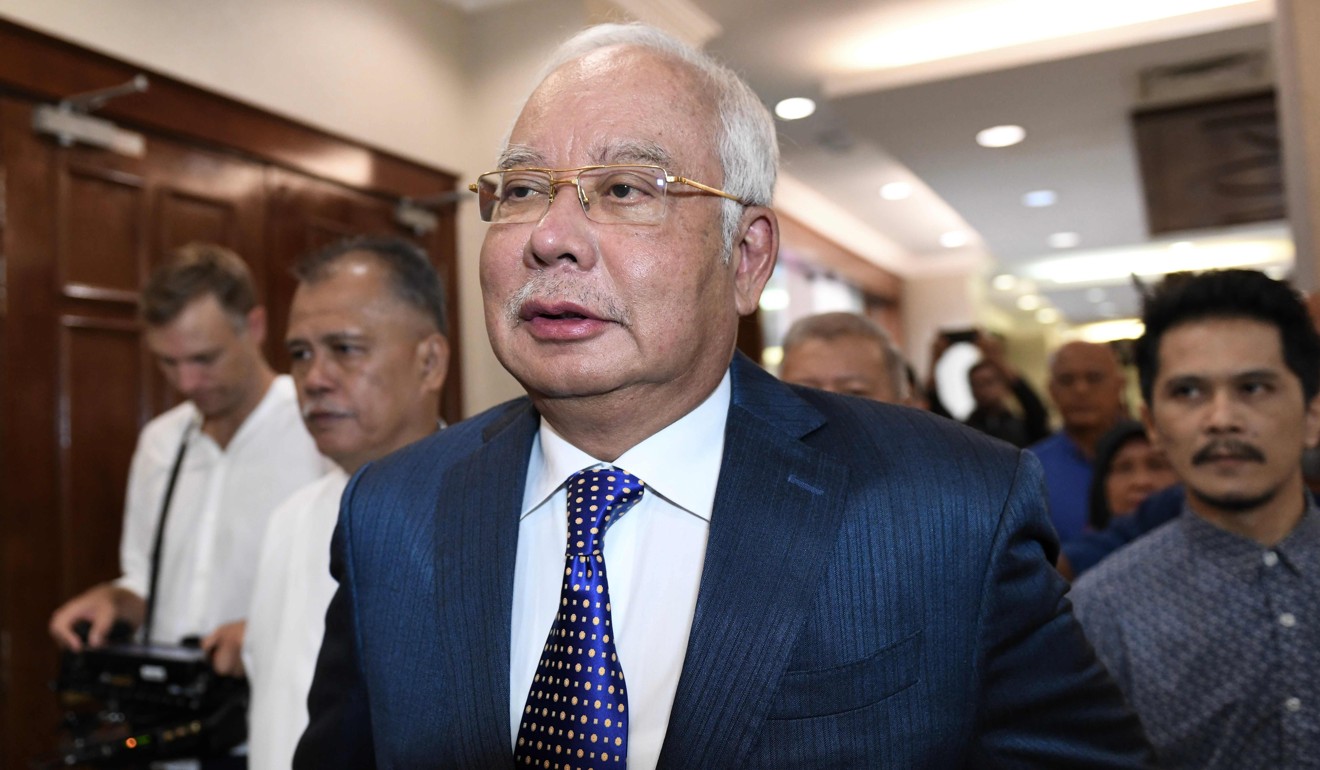 Najib Razak arrives at the Kuala Lumpur High Court on August 19, 2019. Photo: AFP