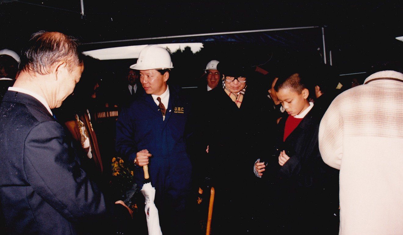 Caleb Chan (in hard hat) and father Chan Shun (centre) at the groundbreaking ceremony for the Chan Centre for the Performing Arts in 1995. Photo: Chan Centre for the Performing Arts