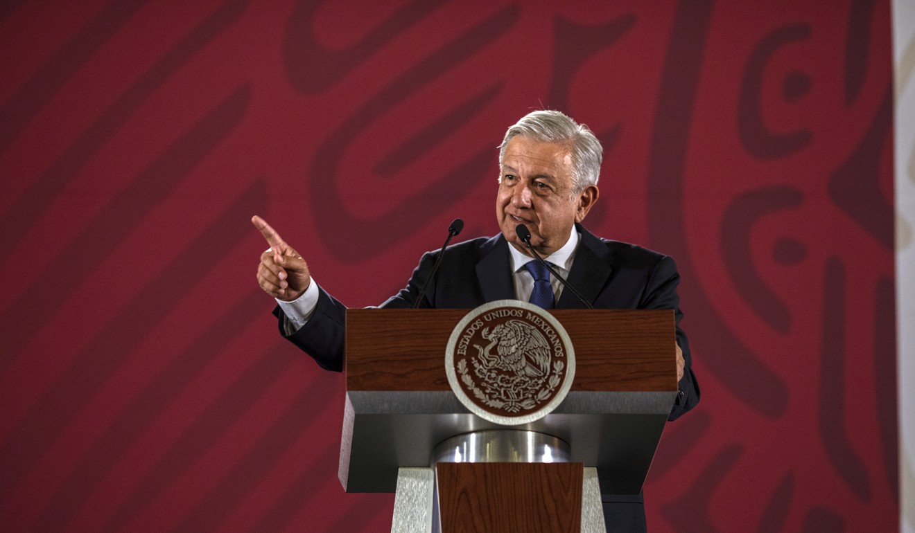 Andres Manuel Lopez Obrador, Mexico’s president, speaks during a news conference at the National Palace in Mexico City. Photo: Bloomberg