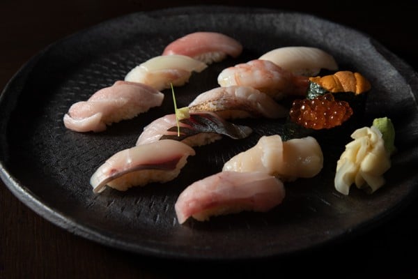 The eight-piece deluxe Edomae nigiri sushi at Kakure in Central is fresh and delicious.