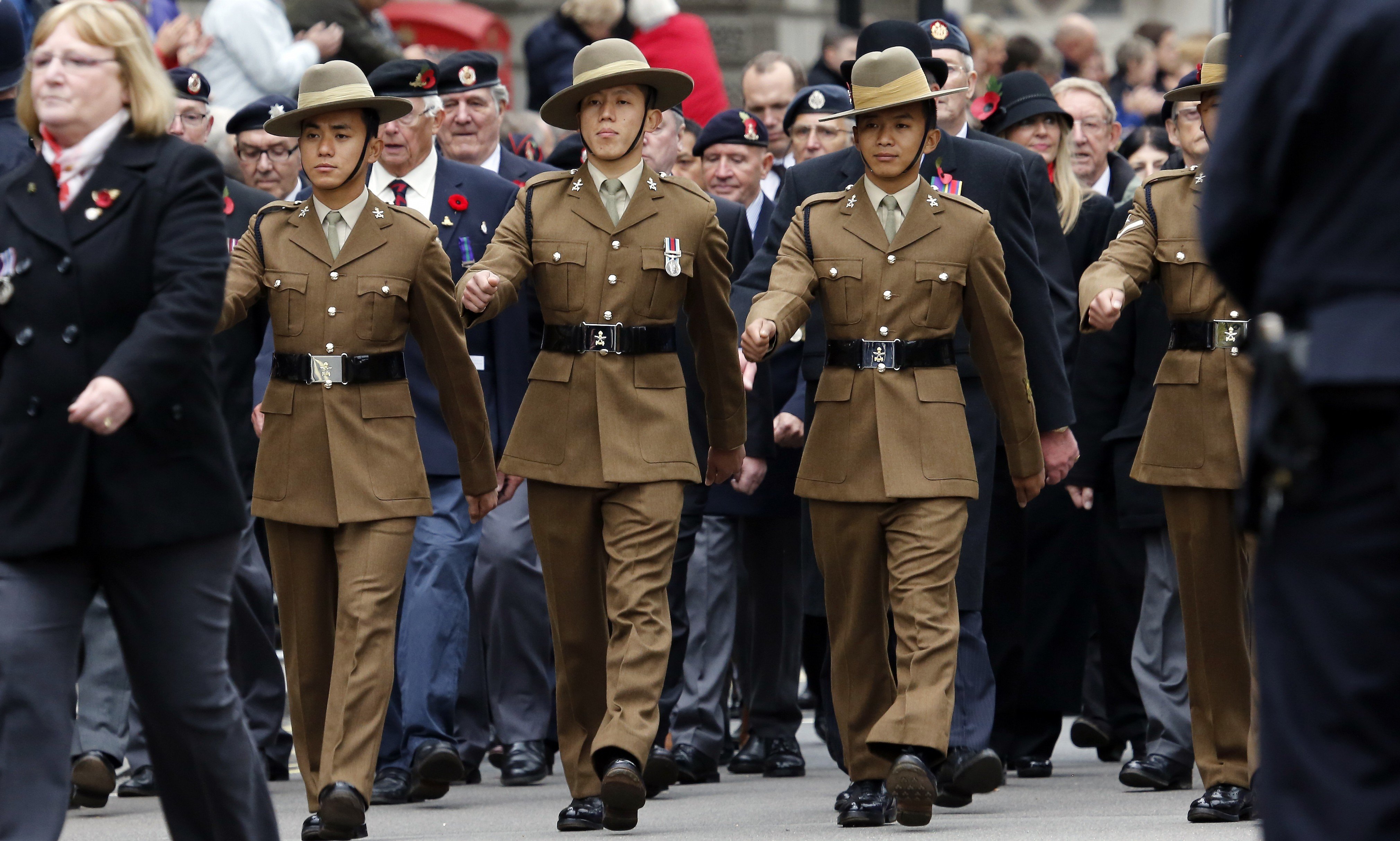 Gurkha soldiers take part in 2015 Remembrance Day celebrations in London. Photo: Handout