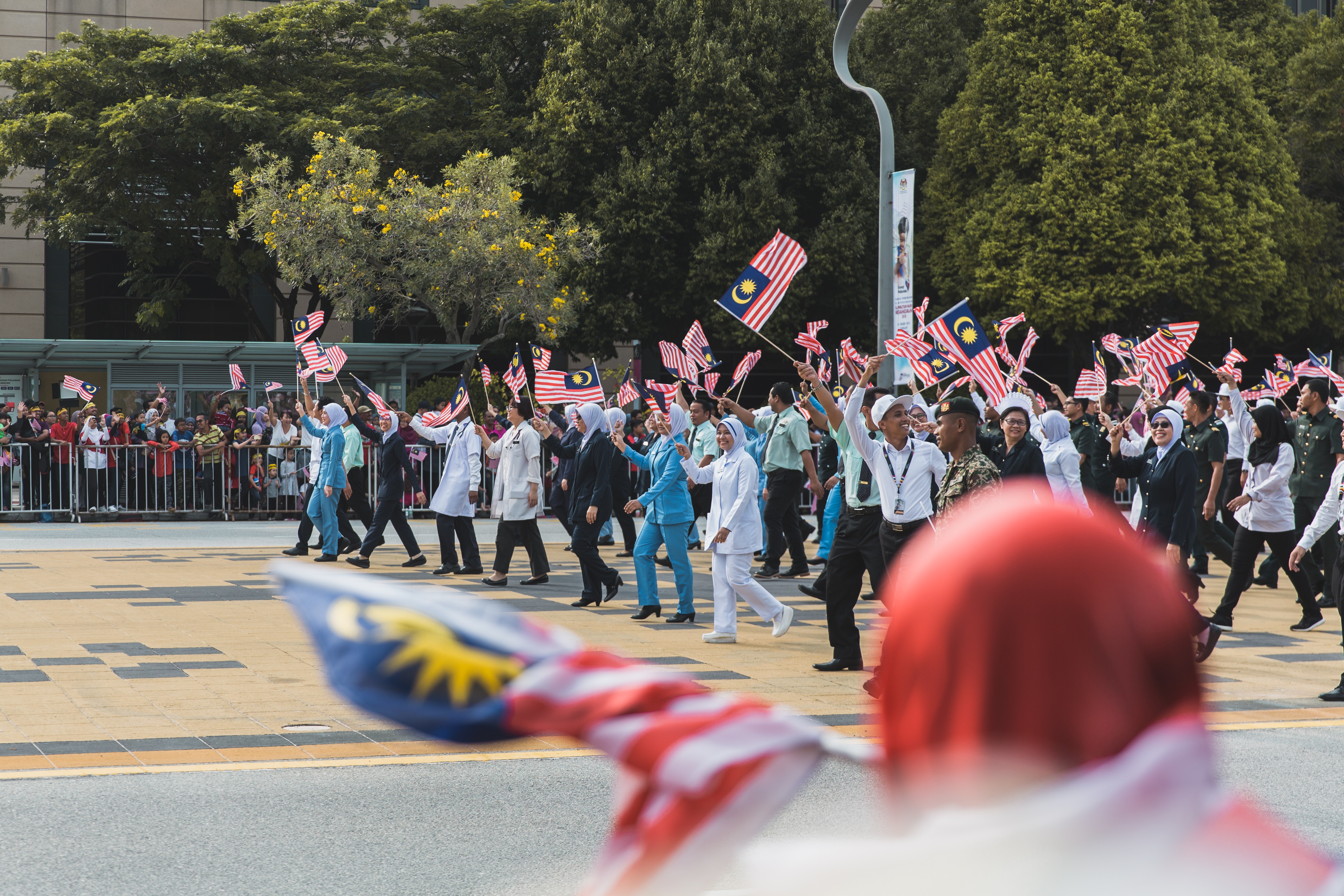 The procession for Malaysia’s Merdeka Day parade walks by. Photo: Team Ceritalah