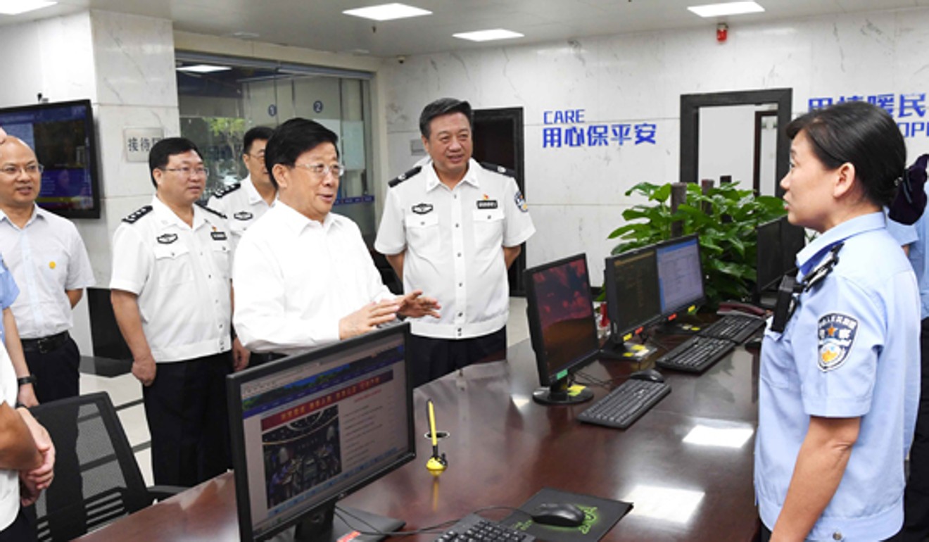 China's Public Security Minister Zhao Kezhi visiting police in Guangdong province near Hong Kong last month. Photo: Handout