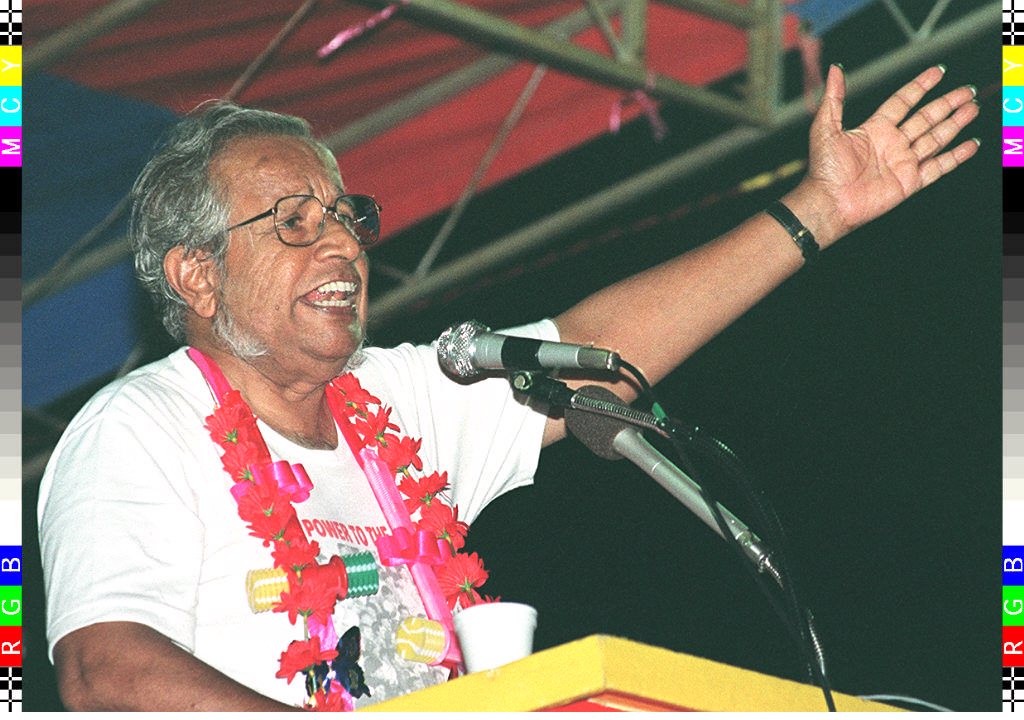 JB Jeyaretnam, from the Workers’ Party, at a December 1996 rally in Hougang, Singapore. Photo: AFP