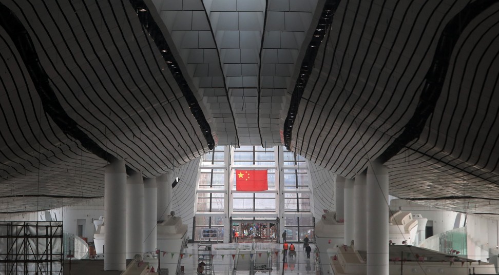 The new Beijing Daxing International Airport has an intercity station constructed beneath it, which is equipped with more than 1,000 rubber anti-shock cushions to reduce vibrations. Photo: Simon Song