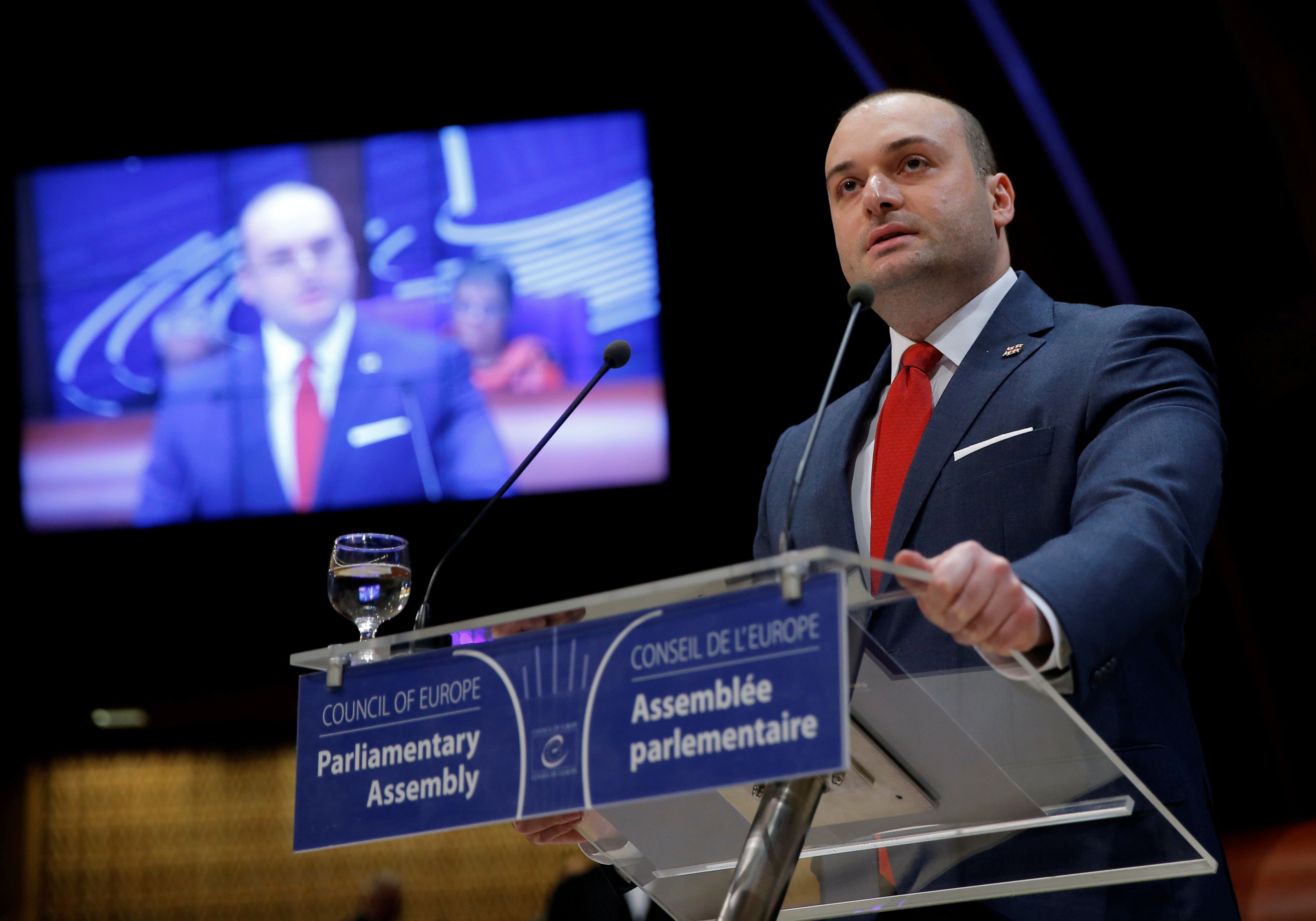 Georgian Prime Minister Mamuka Bakhtadze addresses the Parliamentary Assembly of the Council of Europe in Strasbourg. Photo: Reuters