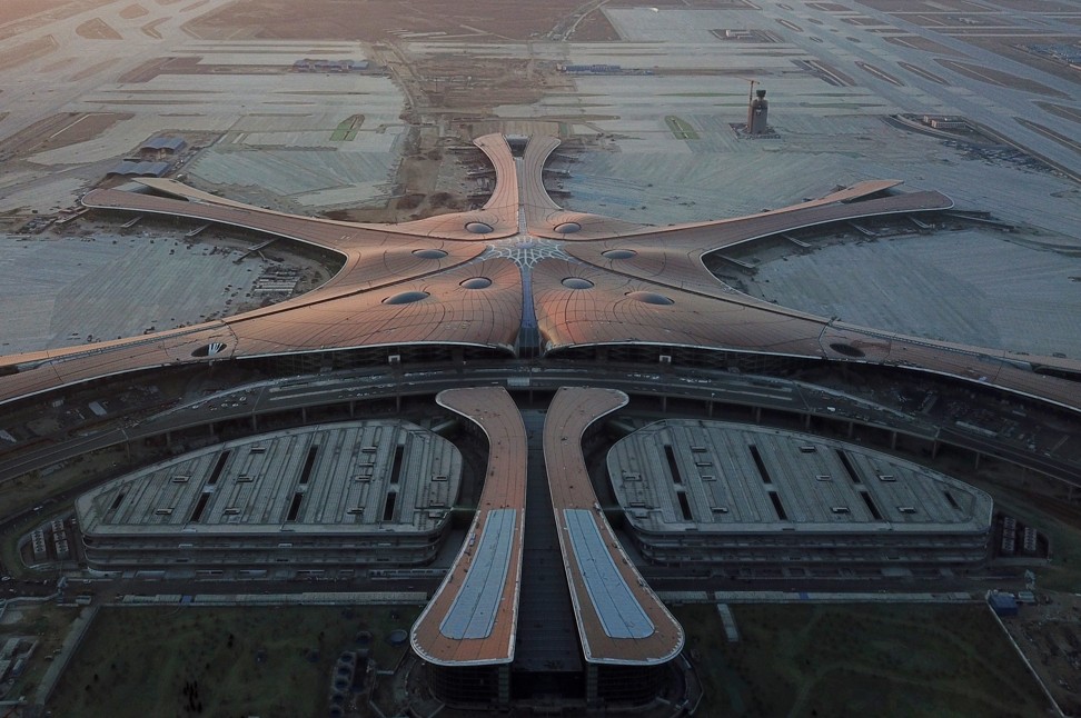 Beijing Daxing International Airport’s starfish design is very space efficient, with a journey of just 600 metres from security to the furthest gate. Photo: Xinhua