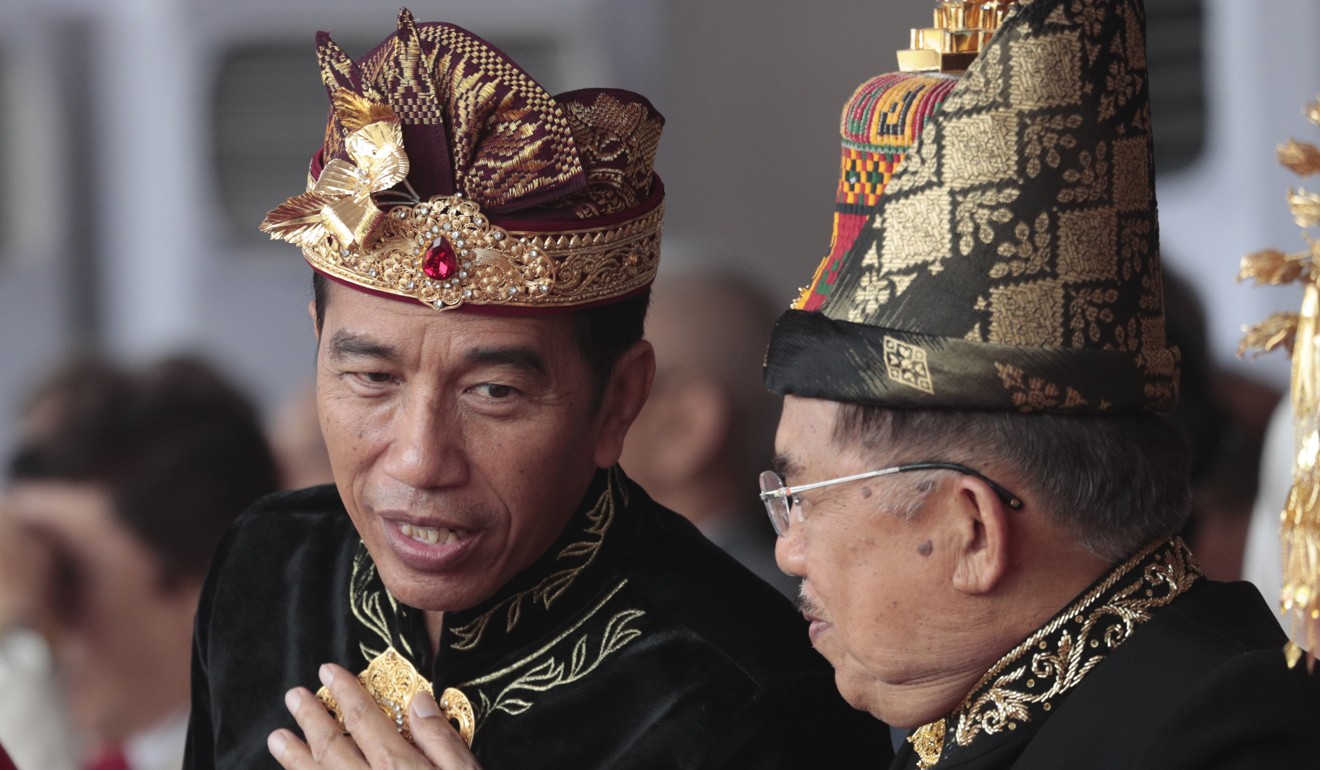 Indonesian President Joko Widodo and his deputy Jusuf Kalla at a ceremony on the country's 74th anniversary of independence from Dutch colonial rule. Photo: AP